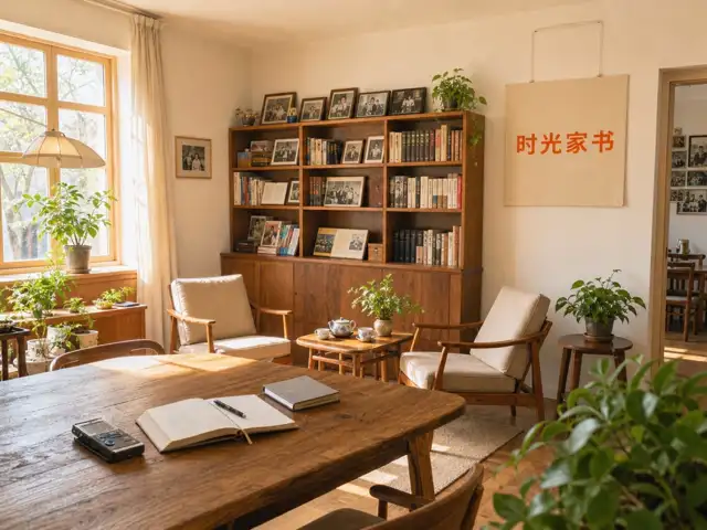 时光家书团队工作场景，温暖而专业的记录氛围